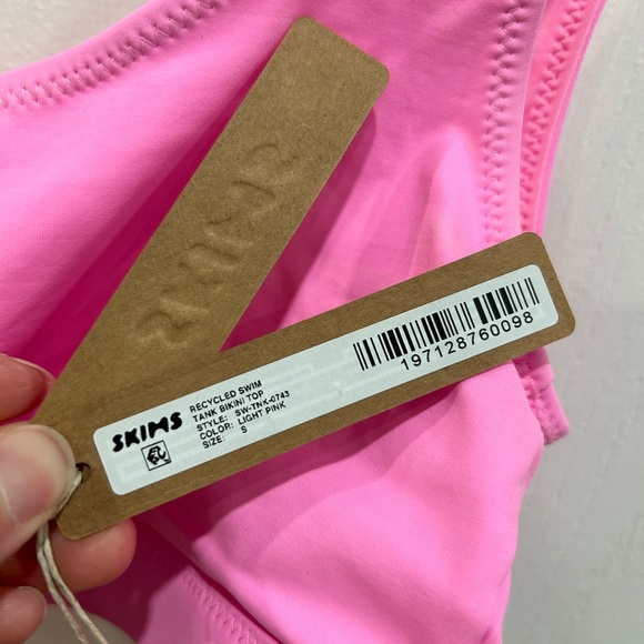 Skims SIGNATURE SWIM TANK BIKINI TOP NWT Sz Small Color Light Pink - Picture 6 of 7